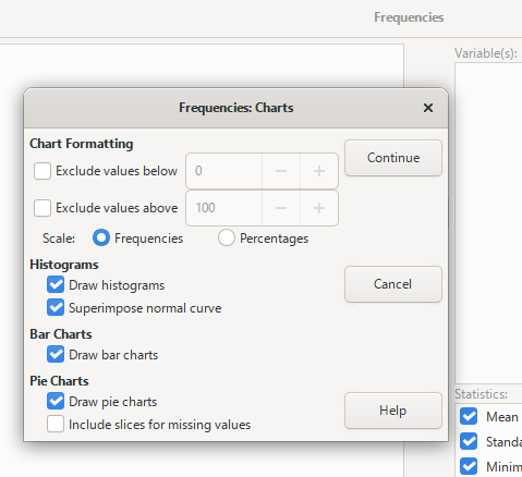 psppire Frequencies Charts menu